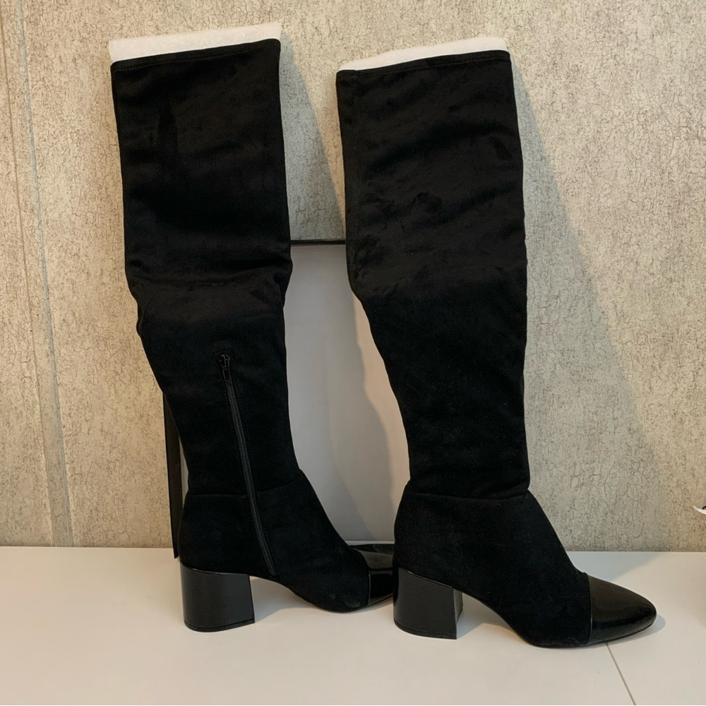 INC Boots Black Over the Knee-High Heel Suede Women's Boots Point toe New 7.5